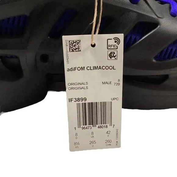 Adidas Sneakers Mens 8.5 Black Blue AdiFom ClimaCool J Running Lace Up Shoes NEW - Picture 8 of 9